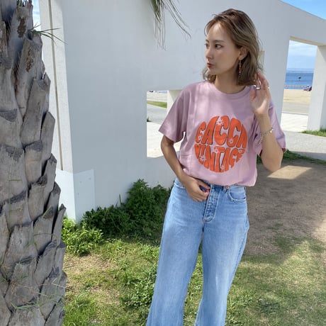 organic cotton ロゴTシャツpink"CACCA original"
