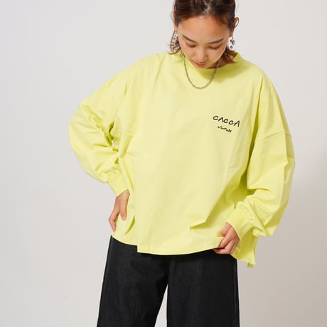 【良生地】colorfulロゴ longTシャツyellow Green"CACCA original"