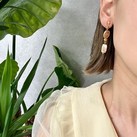 ヒョウ柄orgold sun pierce earring