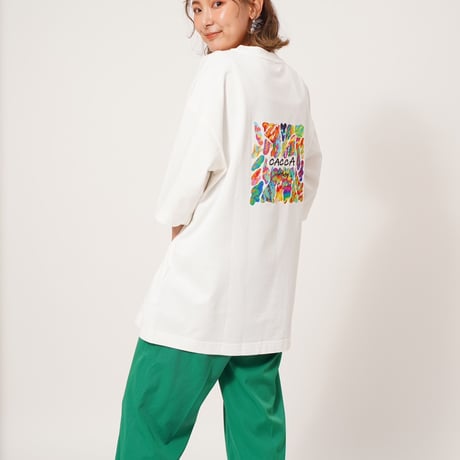 colorfulロゴBIGTシャツWhite"CACCA original"