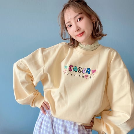 刺繍colorfulトレーナーyellow"CACCA original"