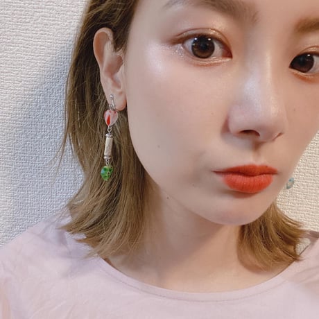 ハートガラスpierce.earring