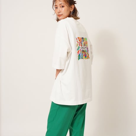 colorfulロゴBIGTシャツWhite"CACCA original"