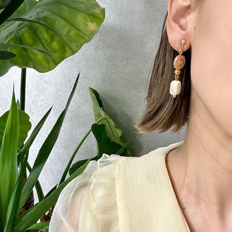 ヒョウ柄orgold sun pierce earring