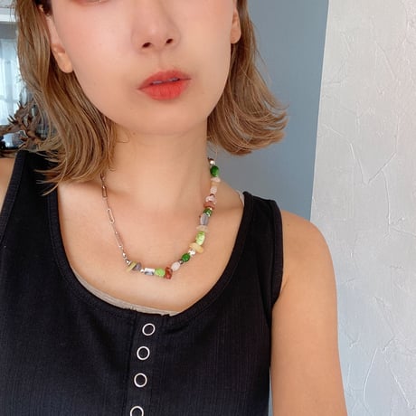 mix stone chain ネックレス