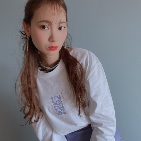 zebra柄縦ロゴsimple CACCAロングTシャツ　light purple