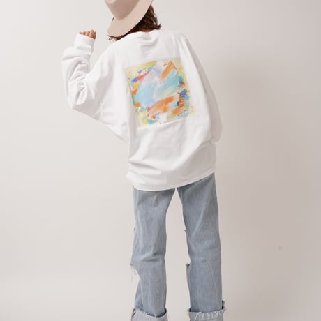 ART柄CACCAロングTシャツWhite"CACCA original"