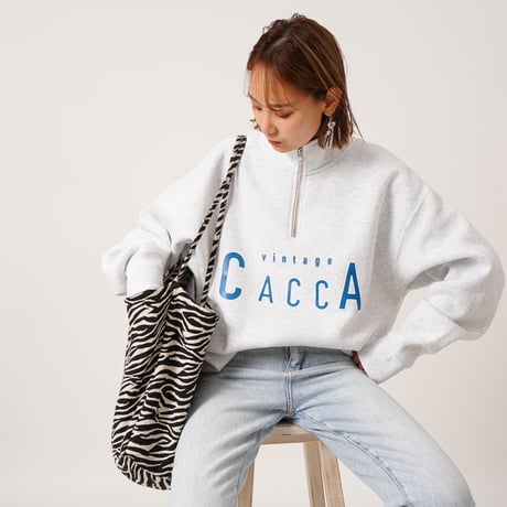 ハーフジップロゴスウェットアッシュ"CACCA original"