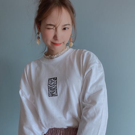 zebra柄縦ロゴCACCAsimple ロングTシャツ　White