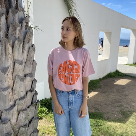 organic cotton ロゴTシャツpink"CACCA original"