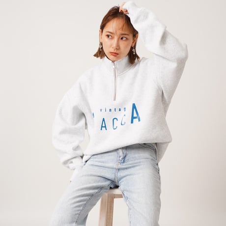 ハーフジップロゴスウェットアッシュ"CACCA original"