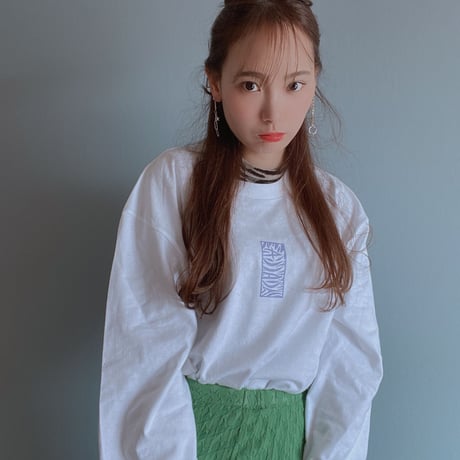 zebra柄縦ロゴsimple CACCAロングTシャツ　light purple