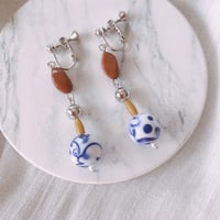 Orange Blue柄ピアス.イヤリング