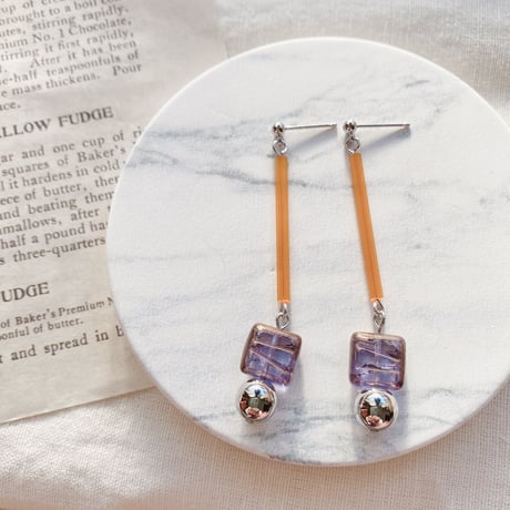 Orange purple pierce earring