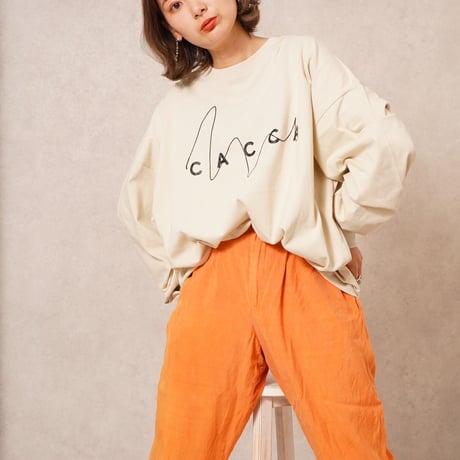 CACCAロゴロングTシャツbeige"CACCA original"