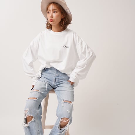 ART柄CACCAロングTシャツWhite"CACCA original"