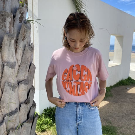 organic cotton ロゴTシャツpink"CACCA original"