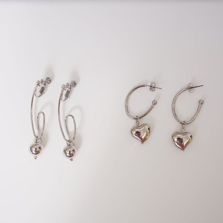 2wayシルバーbowl or Heart  pierce.earring
