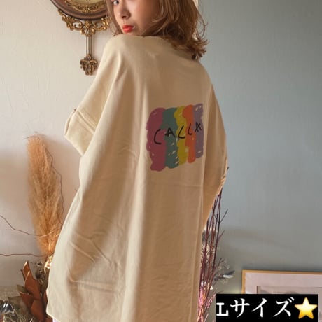 colorfulオーバーサイズロングTシャツbeige"CACCA original"