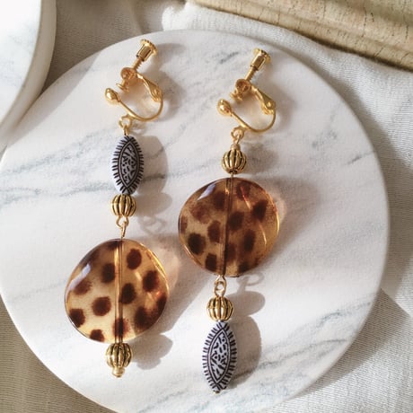 ヒョウ柄asymmetry pierce＆earring