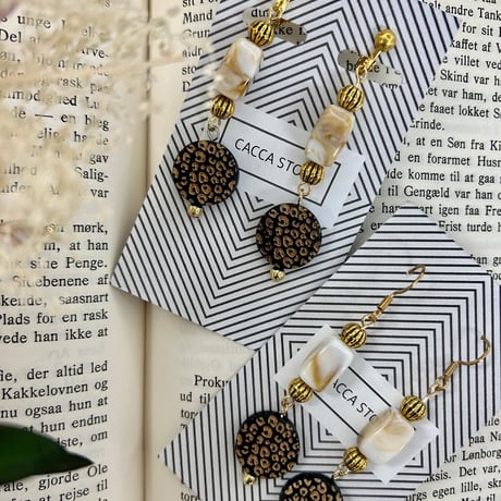 ヒョウ柄orgold sun pierce earring