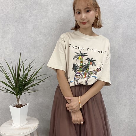 zebraオーバーサイズTシャツbeige♡"CACCA original"