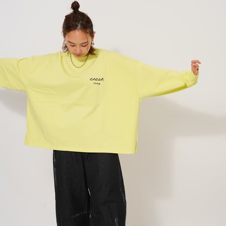 【良生地】colorfulロゴ longTシャツyellow Green"CACCA original"