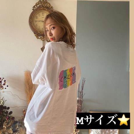 colorfulオーバーサイズロングTシャツWhite"CACCA original"