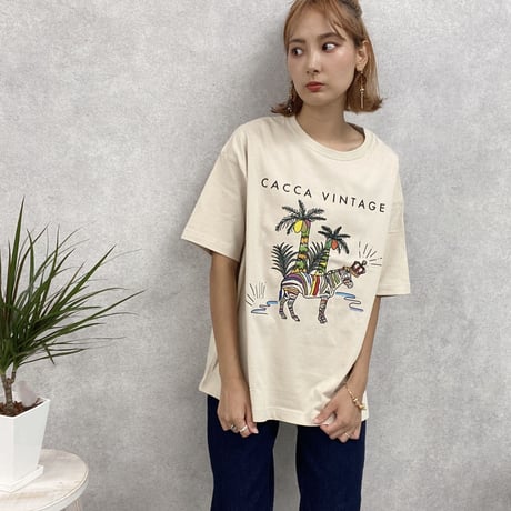 zebraオーバーサイズTシャツbeige♡"CACCA original"