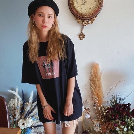 zebra back style TシャツBLACK"CACCAoriginal"