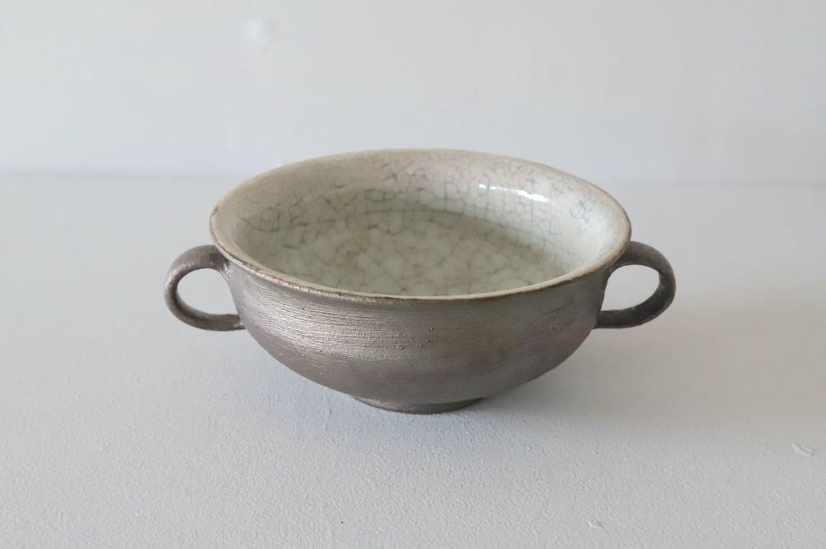 谷井直人】 取手付鉢 黒×ビードロ | 緋色の商店街