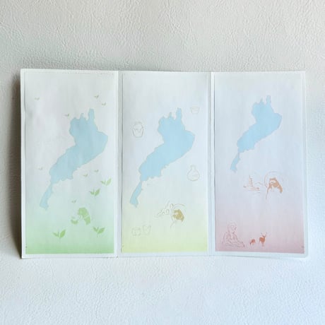 信楽狸とびわ湖の一筆箋