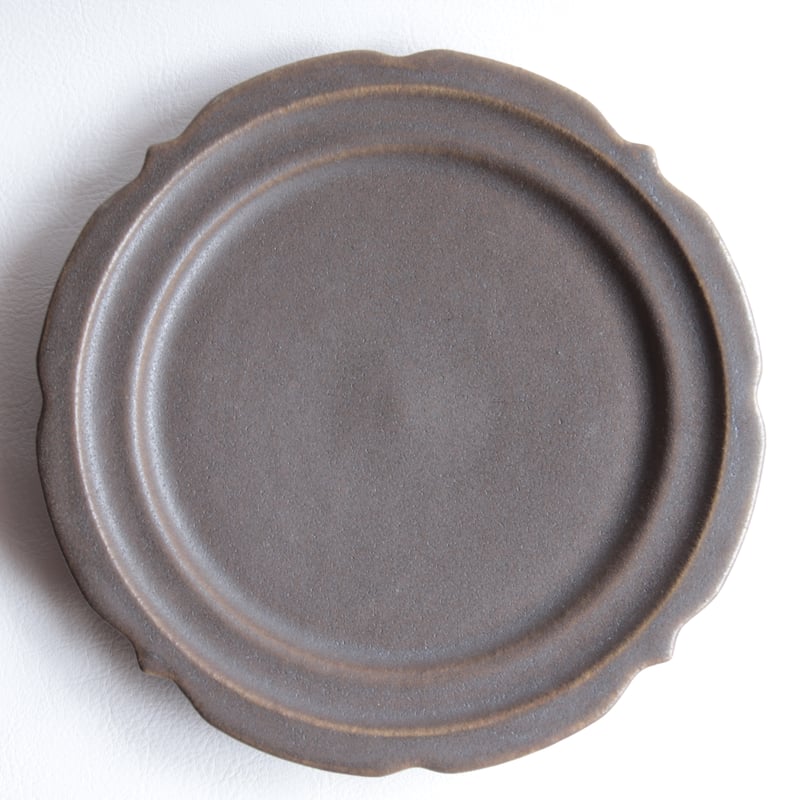 古谷浩一　彫刻皿　6寸　錆釉(焦茶色) ４枚セット 古谷浩一 彫刻皿 6寸 錆釉(焦茶色) 4枚セット 古谷浩一】彫刻