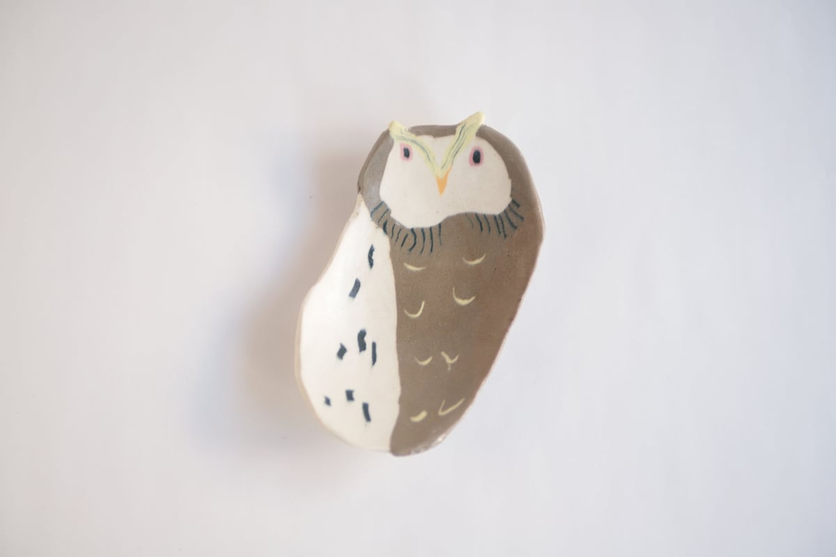 高橋由紀子】ミミズク 豆皿 | 緋色の商店街