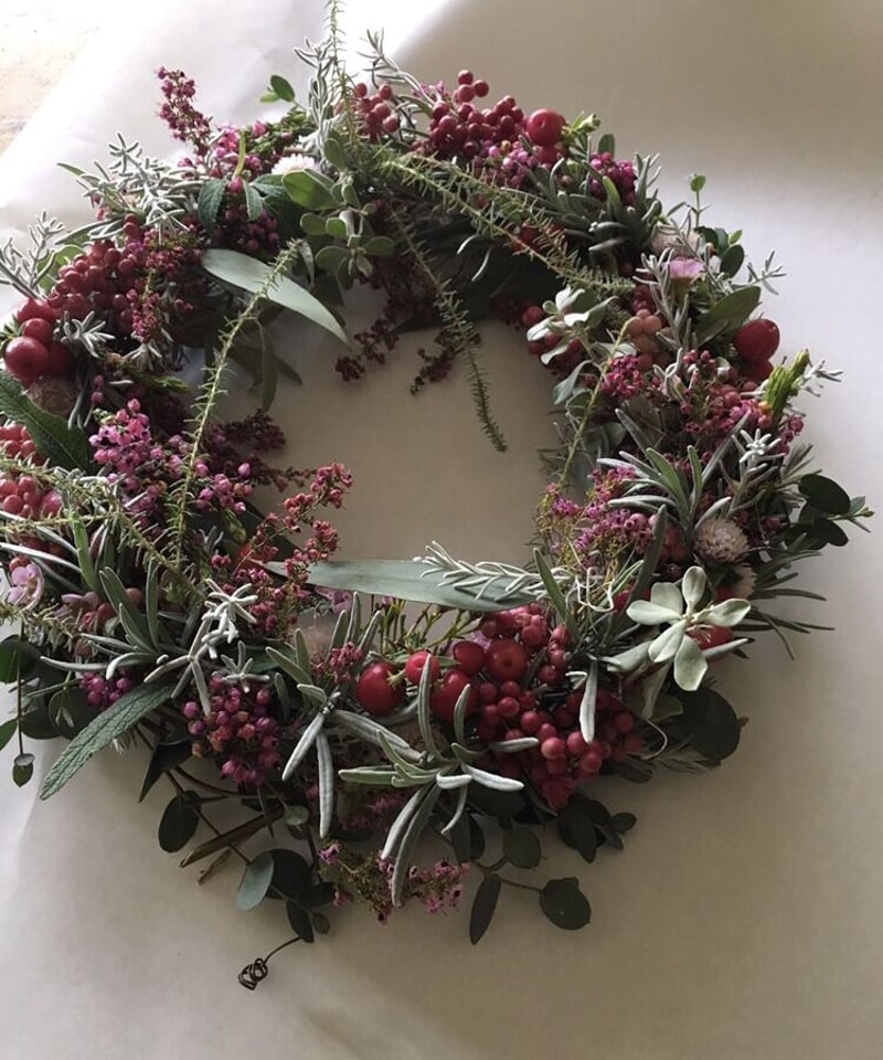 No22 ベリーのクリスマスリース　シャリンバイ　ペッパーベリー　ドライモス No22 ベリーのクリスマスリース シャリンバイ ペッパーベリー