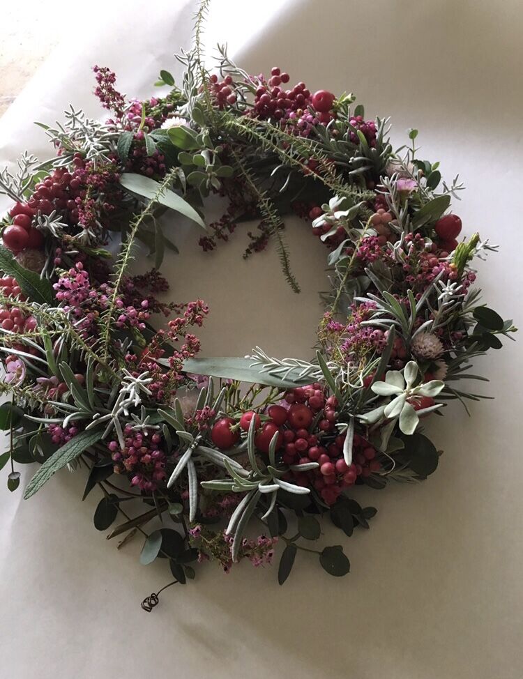 No22 ベリーのクリスマスリース　シャリンバイ　ペッパーベリー　ドライモス No22 ベリーのクリスマスリースシャリンバイペッパーベリー