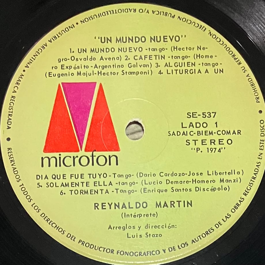 Reynaldo Martin - Un Mundo Nuevo [LP][Microfon]...