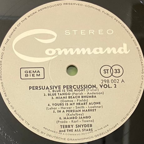 Terry Snyder And The All Stars - Persuasive Percussion Volume 2 [LP][Command] (USED)