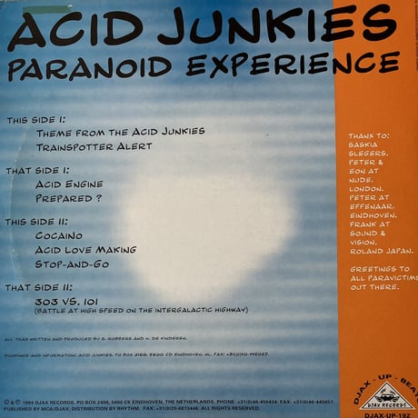 Acid Junkies - Paranoid Experience [2×12][Djax-Up-Beats] (USED)