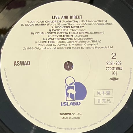 Aswad - Live And Direct [LP][Island Records] (USED)