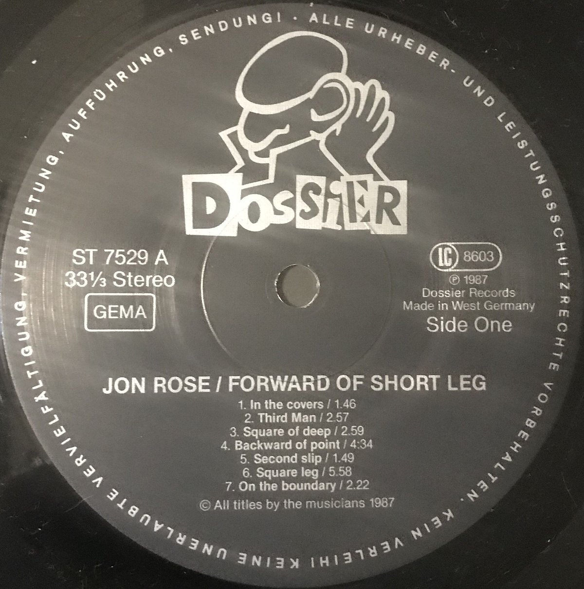 Jon Rose ‎– Forward Of Short Leg [LP][Dossier]