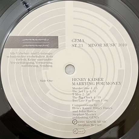 Henry Kaiser - Marrying For Money [LP][Minor Music] (USED)