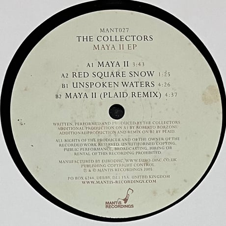 The Collectors - Maya II EP [12][Mantis Recordings] (USED)