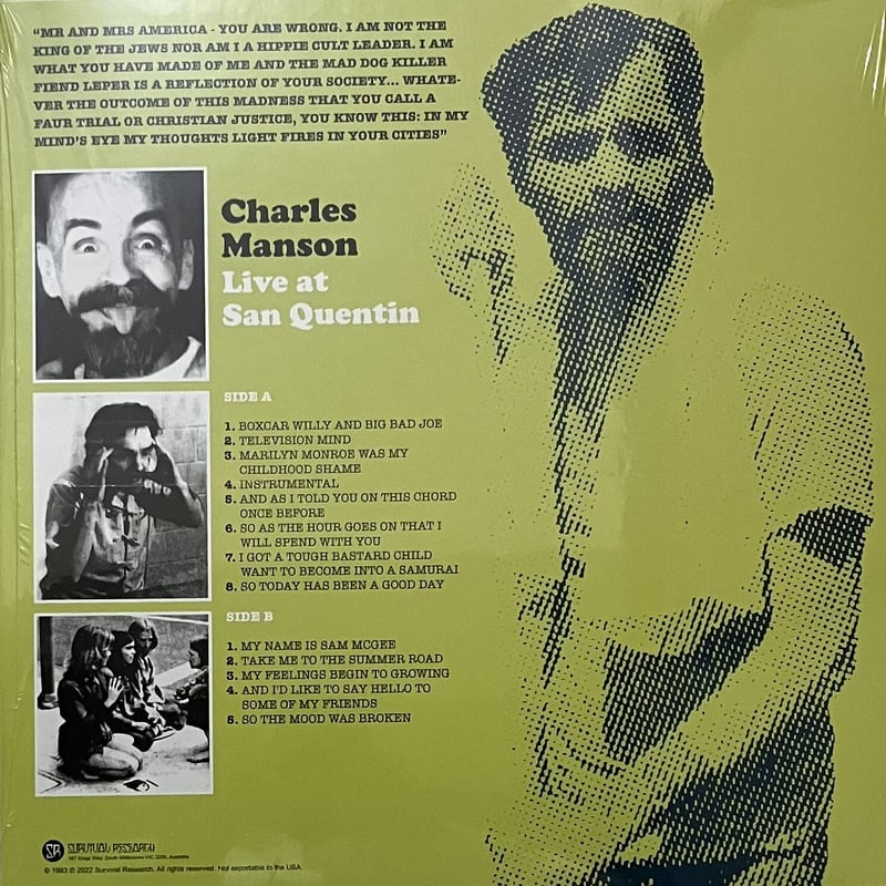 Charles Manson Live at San Quentin 赤色 Charles Manson - Live At San Quentin [LP][Survi