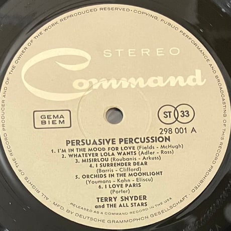 Terry Snyder And The All Stars - Persuasive Percussion [LP][Command] (USED)