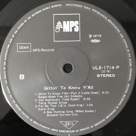 Various - Gittin' To Know Y'All [LP][MPS Records]