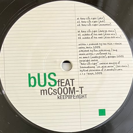 Bus Feat. MC Soom-T - Keep Life Right [12][~scape] (USED)