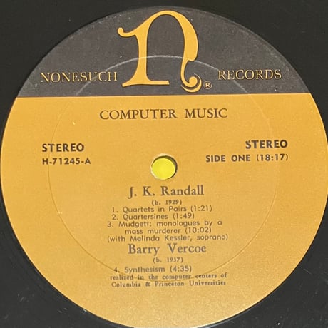 J.K.Randall / Barry Vercoe / Charles Dodge - Computer Music [LP]