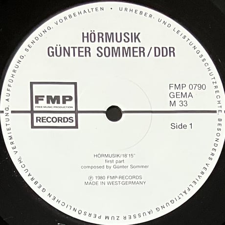 Gunter Sommer - Hormusik [LP][FMP] (USED)