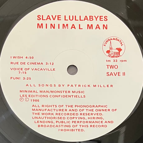 Minimal Man - Slave Lullabyes [LP][Play It Again Sam Records] (USED)